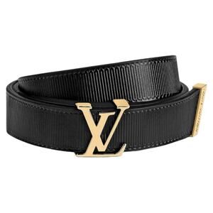 Louis Vuitton LV Initiale 20mm Leather Belt Black Gold Buckle Size 75/30
